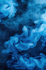 Poster - mysterious blue smoke curls gracefully, creating an ethereal and atmospheric visual effect. perfect 