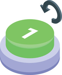 Poster - Round button showing number one with rotating arrow above it, retry concept