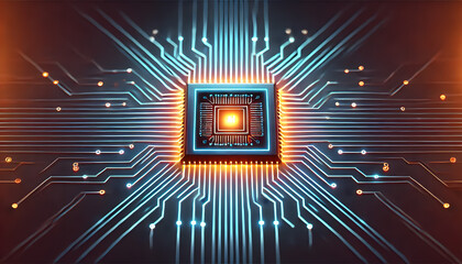 Poster - Futuristic Microprocessor Circuitry in Dark Tech Environment