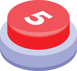 Poster - Red button showing number five, for rating or ranking something