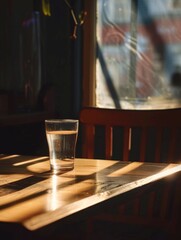 Canvas Print - Water on wooden table