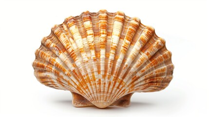 Radiant Variegated Seashell, intricate orange white pattern, delicate ridges, pristine coastal treasure