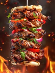 Sticker - Meat skewers over open flame