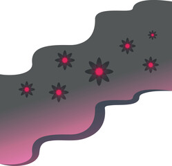 Aufkleber - gray and pink abstract wavy background with red centered flowers