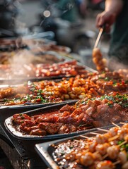 Canvas Print - Food trays on table