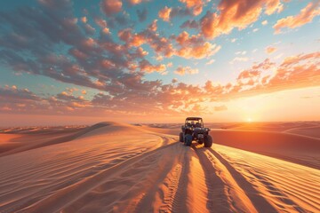 Jeep in Desert Sunset