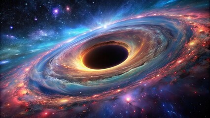 Wall Mural - a breathtaking digital of a distant galaxy with a massive black hole at its center, galaxy, black ho