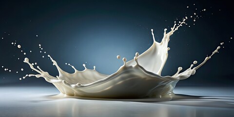 Poster - A splash of milk being captured mid-air, creating a beautiful and dynamic visual, milk, splash, liquid, condensed, dairy