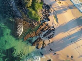 Canvas Print - Sandy Beach Ocean Aerial View