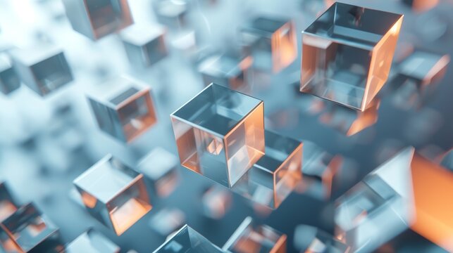 visual of interconnected floating cubes  AI generated illustration