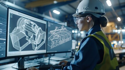 Wall Mural - An engineer using a digital twin to simulate and test manufacturing processes before implementation on the production floor.