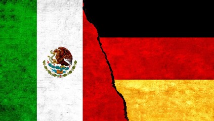 Wall Mural - Mexico and Germany flags together on wall. Germany Mexico relations, economy, relationship, trade concept