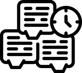 Sticker - Simple line art icon of time management with clock and documents representing tasks