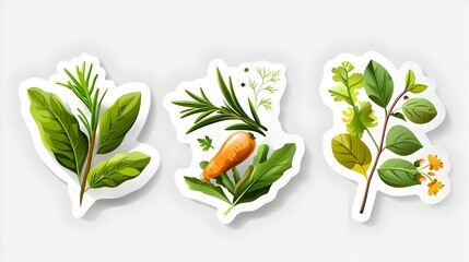 Poster - Minimalist Sticker Design Set Capturing the Essence of Summer Savory Herbs