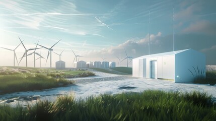 Wall Mural - An innovative clean energy storage solution, utilizing advanced batteries and smart grid technology for efficient power management.