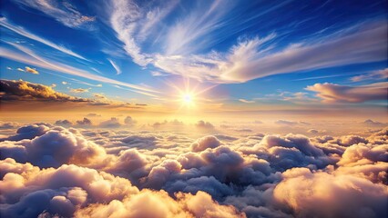 Wall Mural - Romantic and beautiful sky over a sea of fluffy, white clouds, romantic, beautiful, sky, sea, clouds, fluffy, white, nature