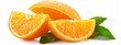 © Mikus - Two oranges, halved One with a leaf atop, the other, bottomed