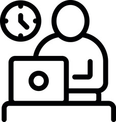 Poster - Simple icon of a person working on a laptop with a clock representing time management