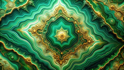 Poster - Abstract fractal background resembling green agate stone with gold veins, fractal, abstract, background, green, agate stone