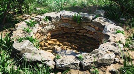 Wall Mural - Well in a Field