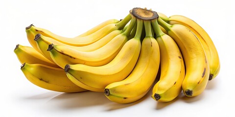 Poster - A bunch of ripe yellow bananas on a white background, bananas, fruit, tropical, ripe, healthy, organic, fresh, yellow, food