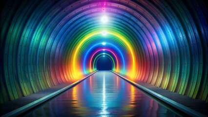Poster - Dark Tunnel with Vibrant Rainbow Colors