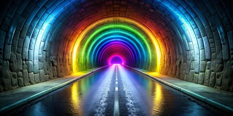 Poster - Dark Tunnel with Vibrant Rainbow Colors