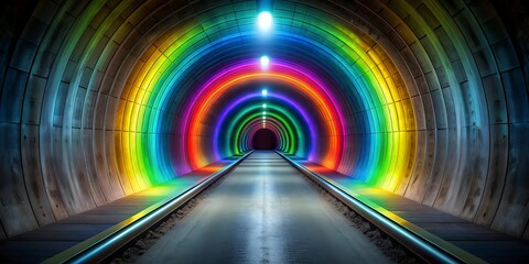Poster - Dark Tunnel with Vibrant Rainbow Colors