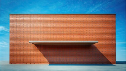 Poster - Minimalist of a red brick building on a levitating platform, building, brick, red, minimalist,levitation, architecture