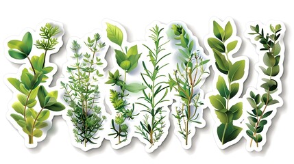 Poster - of Summer Savory Herb Plants in Sticker Collection