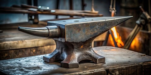 Poster - Blacksmith's anvil with horn for metalworking, blacksmith, anvil, metalworking, craft, tool, workshop, hammer, steel