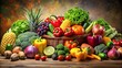 © Sujid - Ultra realistic food s of fresh and tempting fruits and vegetables , realistic, detailed, food, s, fruits, vegetables, fresh
