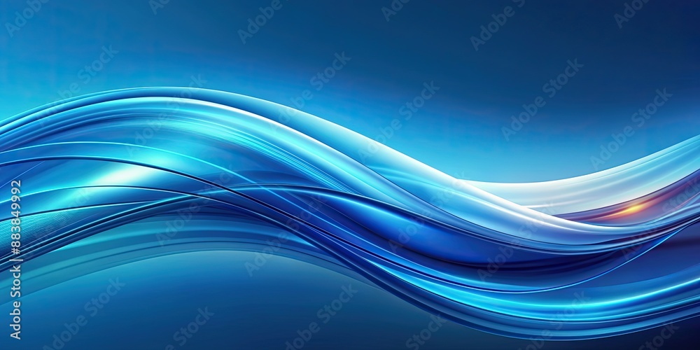 Abstract blue wave background with flowing curved lines and gradients ...