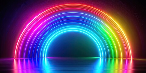 Poster - Abstract neon rainbow background with glowing colors, neon, rainbow, abstract, background, colorful, vibrant, fluorescent