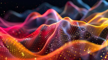 Poster - Flowing particle design with abstract waving background. Perfect for brochures, flyers, and business cards.