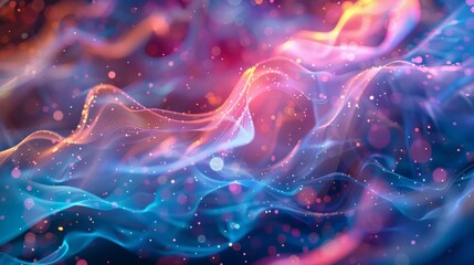 Poster - Flowing particle design with abstract waving background. Perfect for brochures, flyers, and business cards.