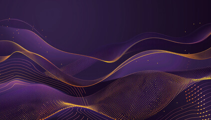 Poster - Abstract Blue background with smooth lines ,Simple dark brown background, wavy lines, gradient, glow, brown gold and orange smooth background