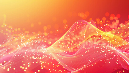 Poster - Abstract background with a orange and golden Graphic wave and glowing dots