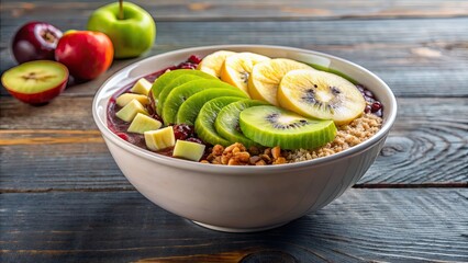 Wall Mural - A refreshing a?a? bowl topped with kiwi, apple, banana, and cereal , healthy, breakfast, smoothie bowl, vegan, superfood