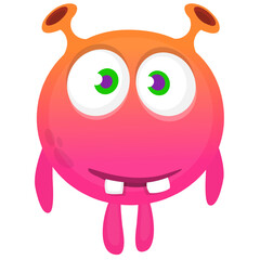 Wall Mural - Funny cartoon monster character. Illustration of cute and happy alien creature for Halloween party decoration or package design. Vector isolated