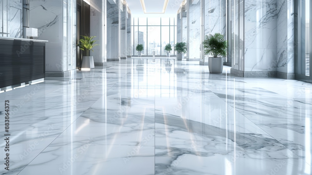 Interior of luxury lobby of office or hotel clean shiny floor in ...