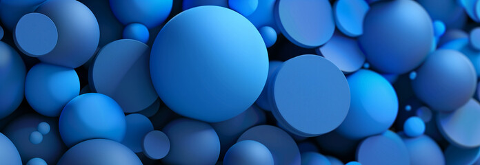 Poster - Geometric white and blue circle shape pattern, Abstract 3d background design with overlapping blue circles creating a textured and modern design.