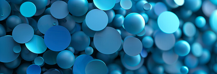 Poster - Geometric white and blue circle shape pattern, Abstract 3d background design with overlapping blue circles creating a textured and modern design.