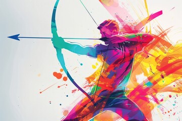 Wall Mural - Abstract colorful illustration of archer