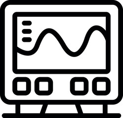 Poster - Simple, bold icon of an electronic device displaying a sinusoidal waveform, with control buttons and a stand