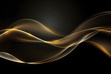 Wall Mural - Abstract gold swirl wave on black background. Flow liquid lines design element