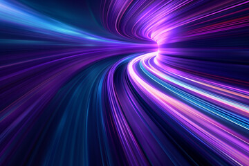 Poster - neon glowing circle lines making a tunnel with vanishing point. color lights abstract motion. speed 