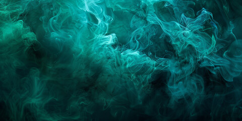 Poster - Black Green Colored Oil Canvas Ink. Creative Green And Aquamarine Aquarelle Painting Print. Modern Graphic Spring Spots Fluid. Artistic Trendy Template Artwork