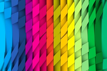 Wall Mural - Colorful waves triangles abstract background 3D render illustration