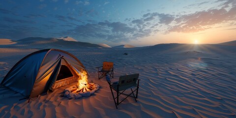 Poster - Desert Camping at Sunset